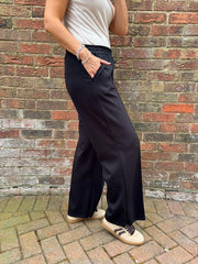 Black Seam Front Pull On Comfort Trousers