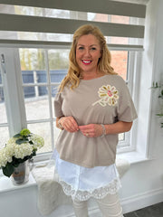 White Lace Trim Shirt Extender