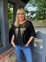 Black Gold Angel Wings Knit Florence