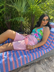 Mauve Tropical Print Swimsuit