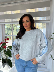 Grey Striped Sleeve Sweatshirt Skye
