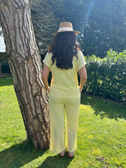 Lemon Ribbed Drape Tie Co-ord Daniella