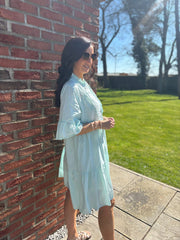 Mint Embroidered Ruffle Dress Taylor
