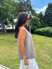 Mocha Floral Mesh Bubble Cotton Top Robin