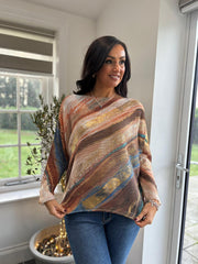 Mocha Brushed Stripe Knit Top Dawn