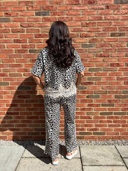 Stone Premium Leopard Pull on Wide Leg Trousers