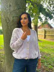 Lilac Chunky Knit Cardi Gail