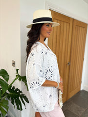 White Paisley Bubble Cotton Top Quinley
