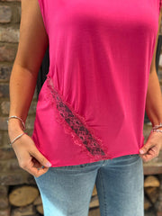 Lipstick Lace Detail Top Amanda
