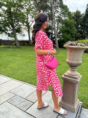 Red Leopard Bubble Cotton Shirt Dress Valerie