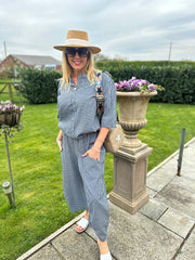 Navy Gingham Two Piece Set Lara