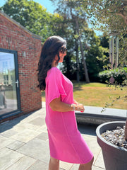 Lipstick Pink Fine Knit Dress Orla