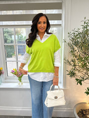 Lime V Neck Knitted Tank Alys