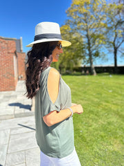 Khaki Cold Shoulder Top Orla