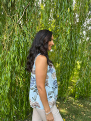 Blue Floral Sleeveless Top Tiana