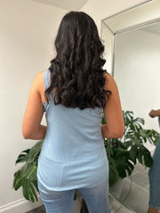 Blue Lace Ribbed Vest Libby