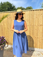 Navy Flower Detail Dress Faith
