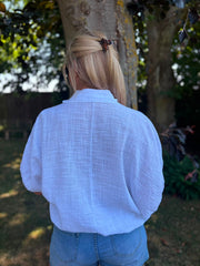 White Tie Front Blouse Brielle