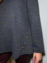 Navy Shimmer Stripe Top Etta