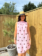 Pink Polka Dot Sleeveless Dress Tiana