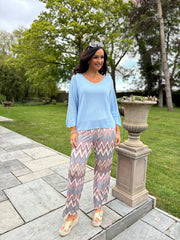Stone Zig Zag Wide Leg Trousers