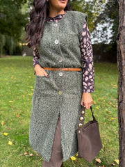 Khaki Brushed Belted Waistcoat Andrea