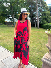 Red Artisan Bloom Dress Emily