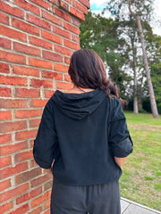 Black Soft Cord Hooded Jacket Trina