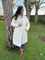 Stone Premium Quilted Longline Coat Amanda
