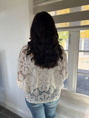 White Batwing Floral Crochet Eloise