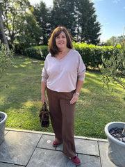 Pink Fringed Neck Top Donna