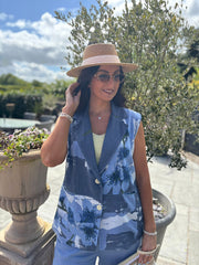Navy Floral Brushed Pattern Trouser Set Ariel
