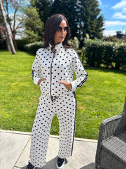 White Premium Cotton Polka Dot Set Dakota