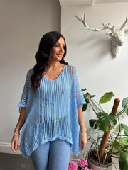 Light Blue Open Weave Knit Peyton
