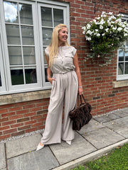 Stone Sleeveless Button Top and Trouser Co-Ord Piper
