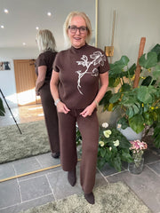 Chocolate Luxe Floral Knitted Co-Ord Rowena