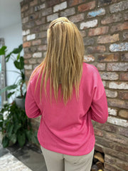 Lipstick Pink Textured Rib Sweatshirt Mia
