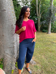 Raspberry Reverse Seam Knit Georgina