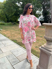 Pink Floral Print Knit Tunic Delilah