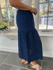 Navy Broderie Skirt Jolie