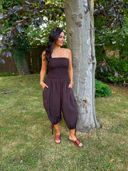 Chocolate Cargo Pocket Jumpsuit Verity