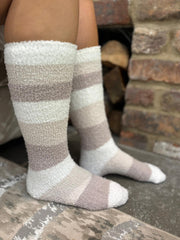 Mocha Cosy Striped Knee High Socks