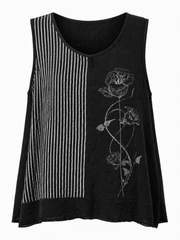 Black Striped Panel Sleeveless Top Gaynor