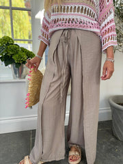 Mocha Tie Detail Wrap Trousers