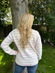 Pink Striped Knit Cardi Loretta