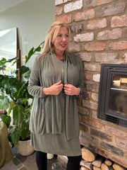 Khaki Soft Drape Cardi Flora