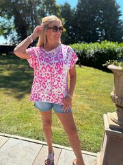 Lipstick Pink Leopard Tee Reese