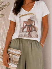 White Golden Oasis Tee Kiera