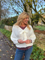 Winter White Knitted Tie Front Jumper Libby