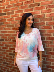 Peach Paisley Floral Knit June